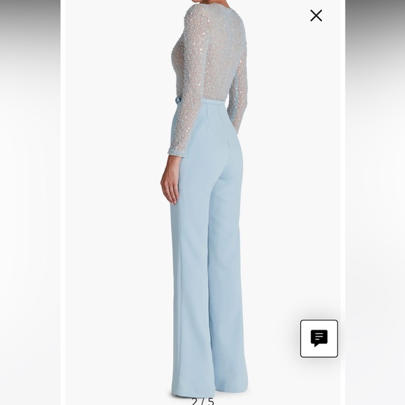 NADINE MERABI Sky Blue Embellished Jumpsuit - Picture 2 of 9